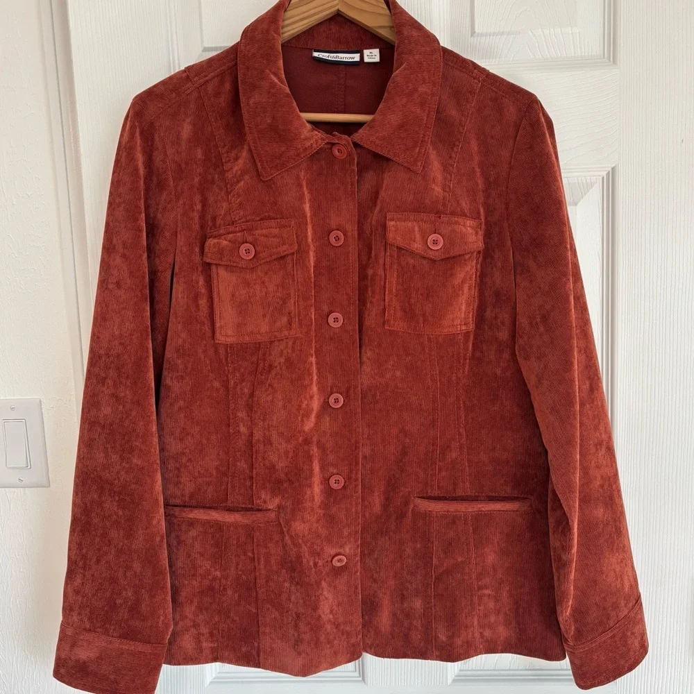NWOT rusty orange corduroy shacket, Croft & Barrow size XL